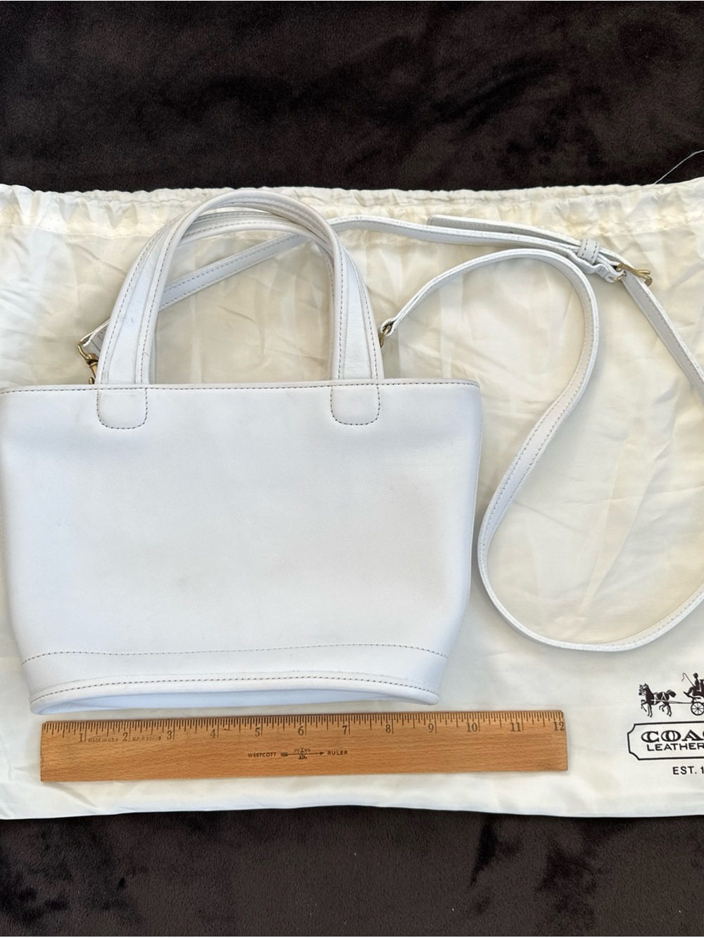 Coach 9301 Bleeker White Leather Mini Tote with Removable Crossbody Strap
